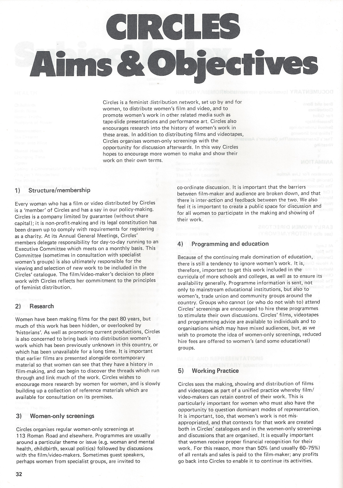 Circles Aims and Objectives